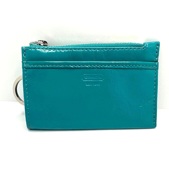 Coach Turquoise Card Holder w/ Keychain - Picture 5 of 5